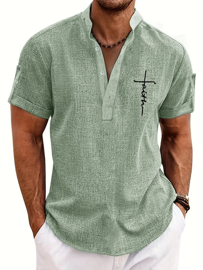 Lucas | Camisa Elegante de Manga Corta con Cuello Alto