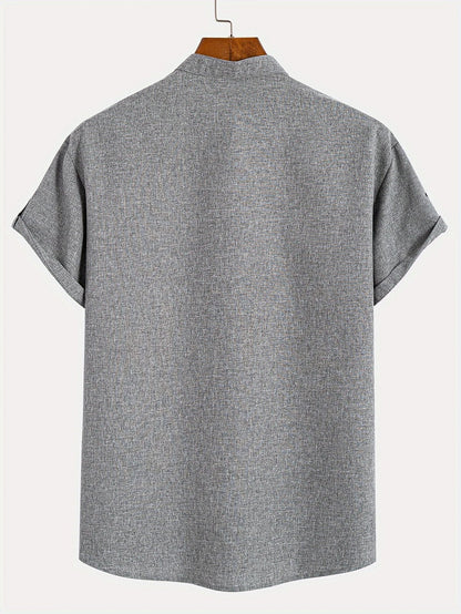 Lucas | Camisa Elegante de Manga Corta con Cuello Alto