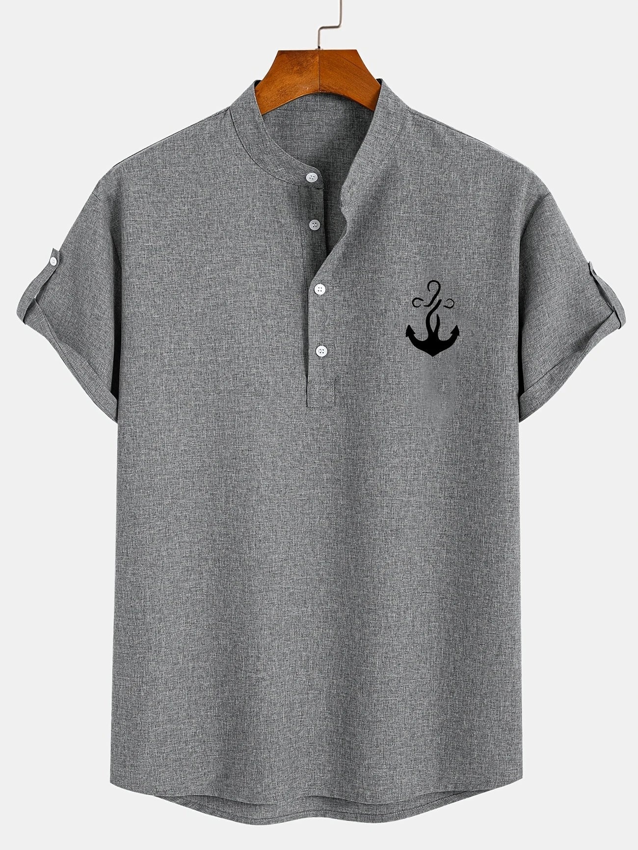 Lucas | Camisa Elegante de Manga Corta con Cuello Alto