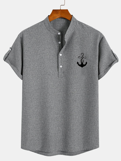 Lucas | Camisa Elegante de Manga Corta con Cuello Alto