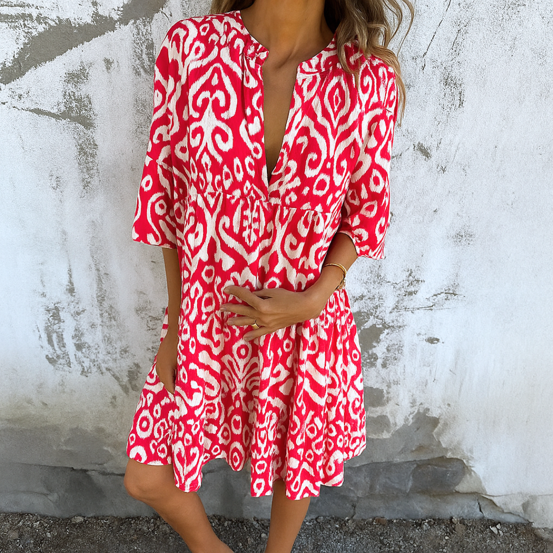 Carmen | Vestido Corto Estampado con Escote en V