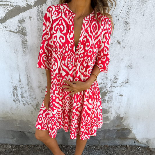 Carmen | Vestido Corto Estampado con Escote en V