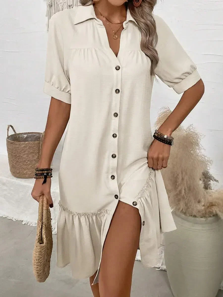 Lidia | Vestido con Botones y Volante