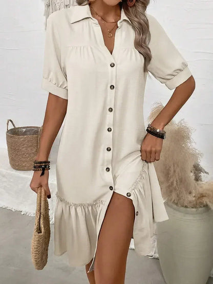 Lidia | Vestido con Botones y Volante