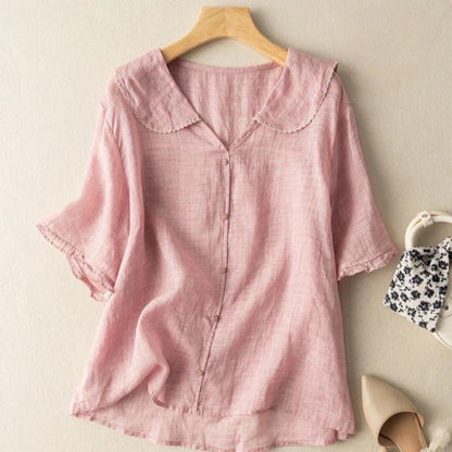 Ainhoa | Blusa de Lino con Cuello Bordado