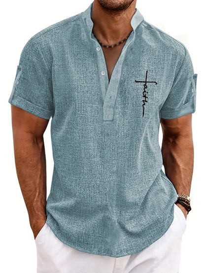 Lucas | Camisa Elegante de Manga Corta con Cuello Alto