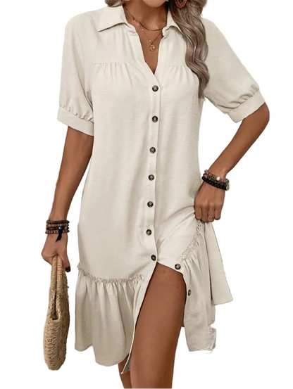 Lidia | Vestido con Botones y Volante
