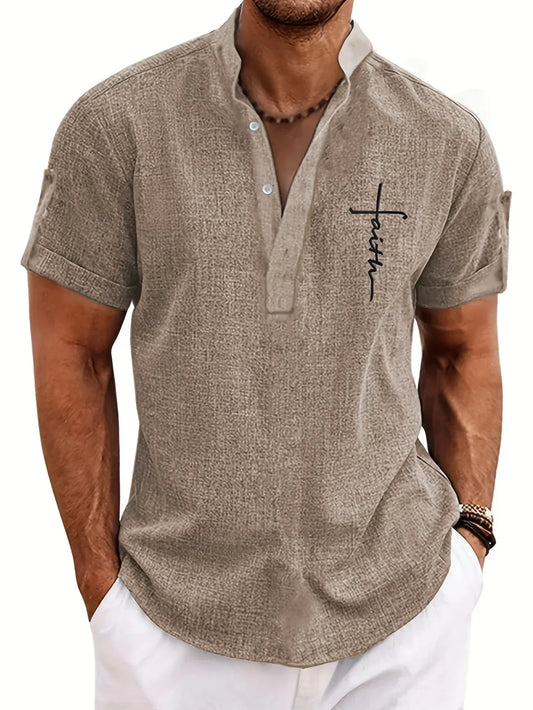 Lucas | Camisa Elegante de Manga Corta con Cuello Alto