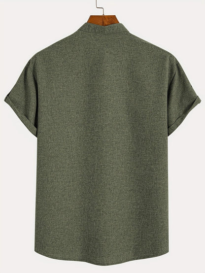 Lucas | Camisa Elegante de Manga Corta con Cuello Alto