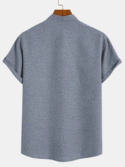 Lucas | Camisa Elegante de Manga Corta con Cuello Alto