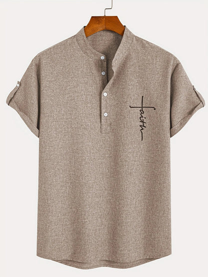 Lucas | Camisa Elegante de Manga Corta con Cuello Alto