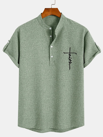 Lucas | Camisa Elegante de Manga Corta con Cuello Alto