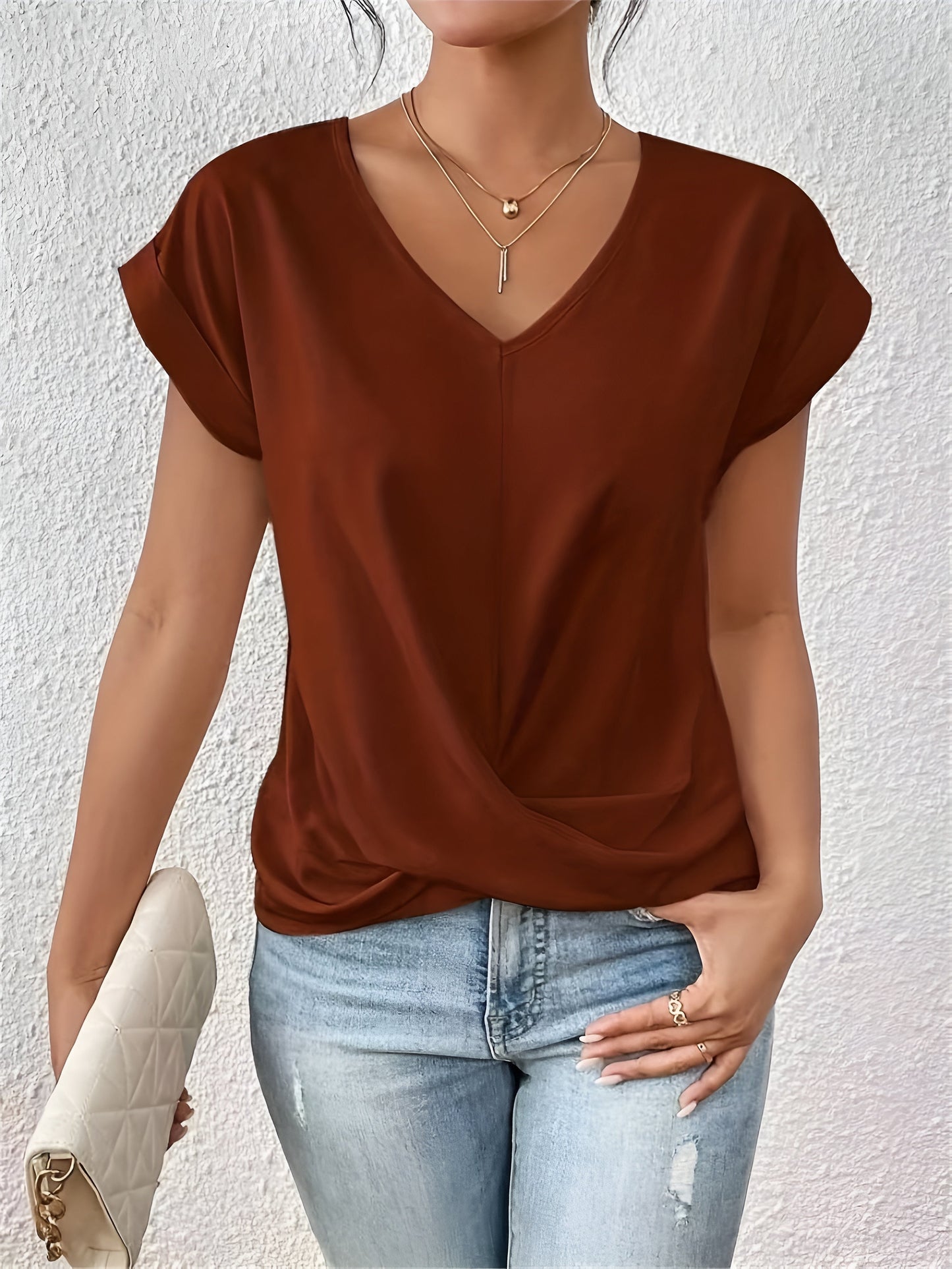Rosa | Camiseta Casual con Escote en V