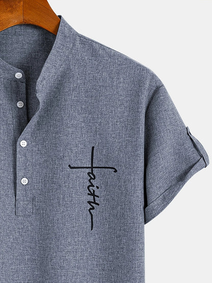 Lucas | Camisa Elegante de Manga Corta con Cuello Alto