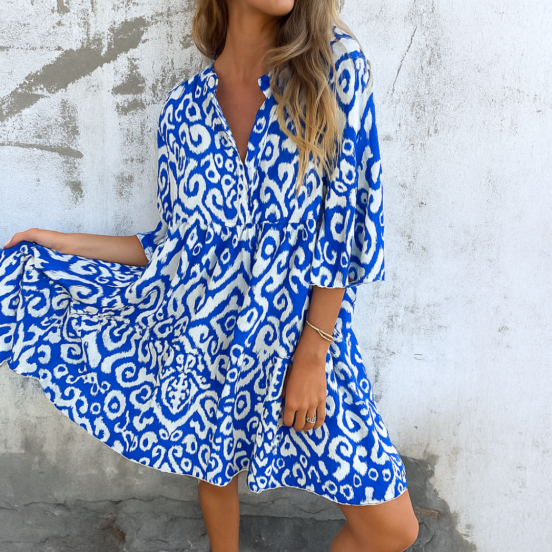 Carmen | Vestido Corto Estampado con Escote en V