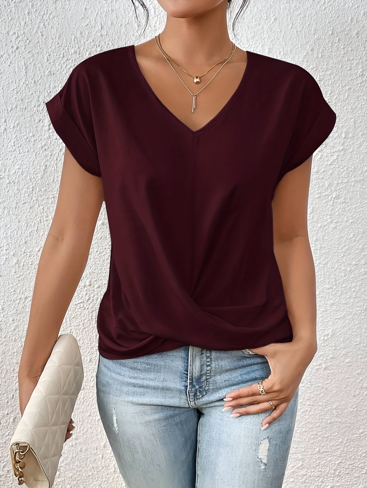 Rosa | Camiseta Casual con Escote en V
