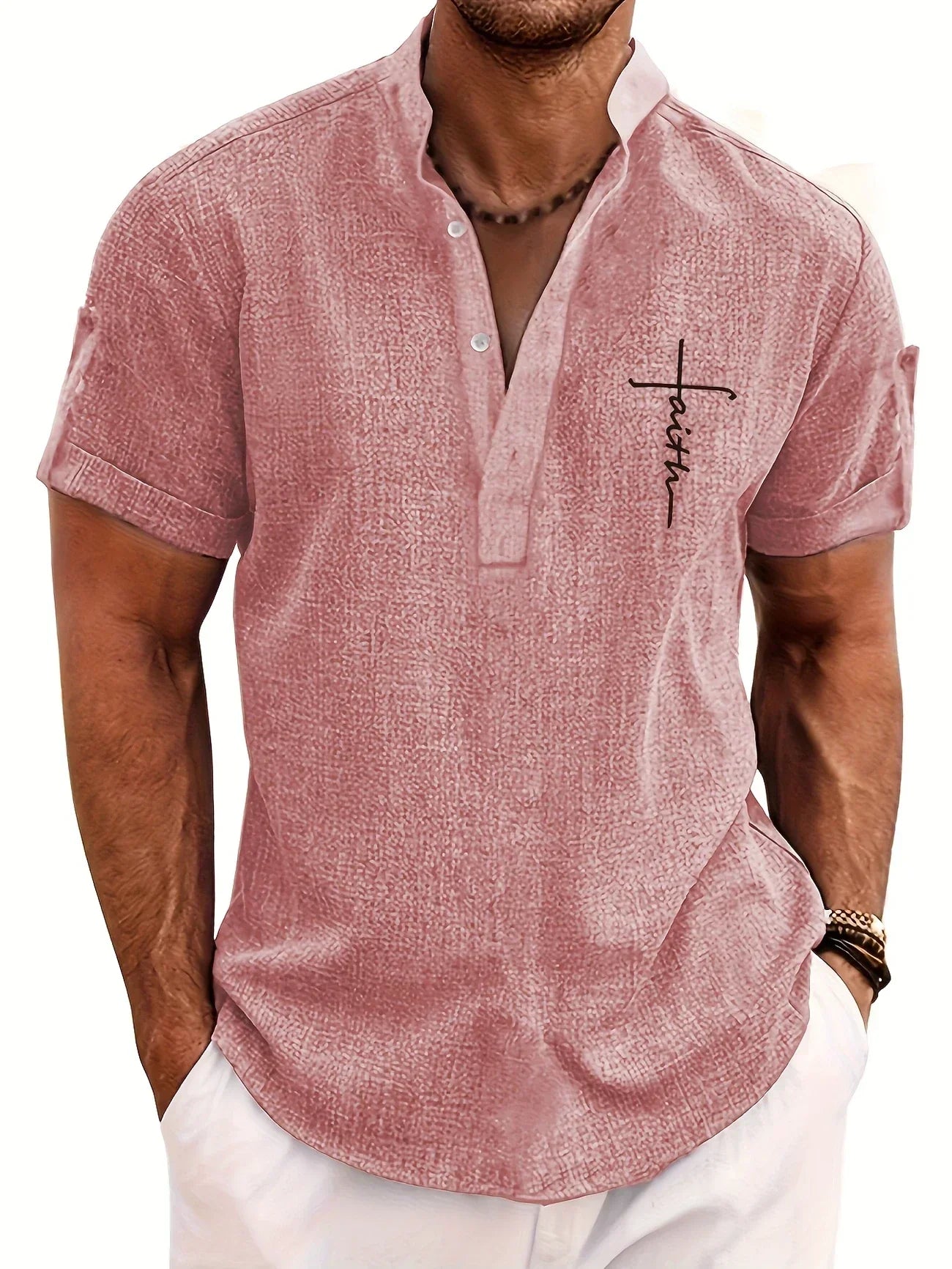 Lucas | Camisa Elegante de Manga Corta con Cuello Alto