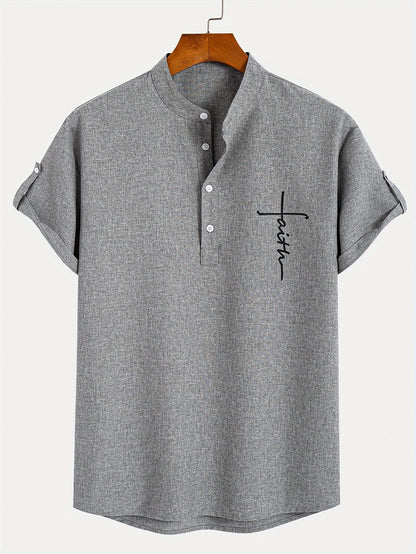 Lucas | Camisa Elegante de Manga Corta con Cuello Alto