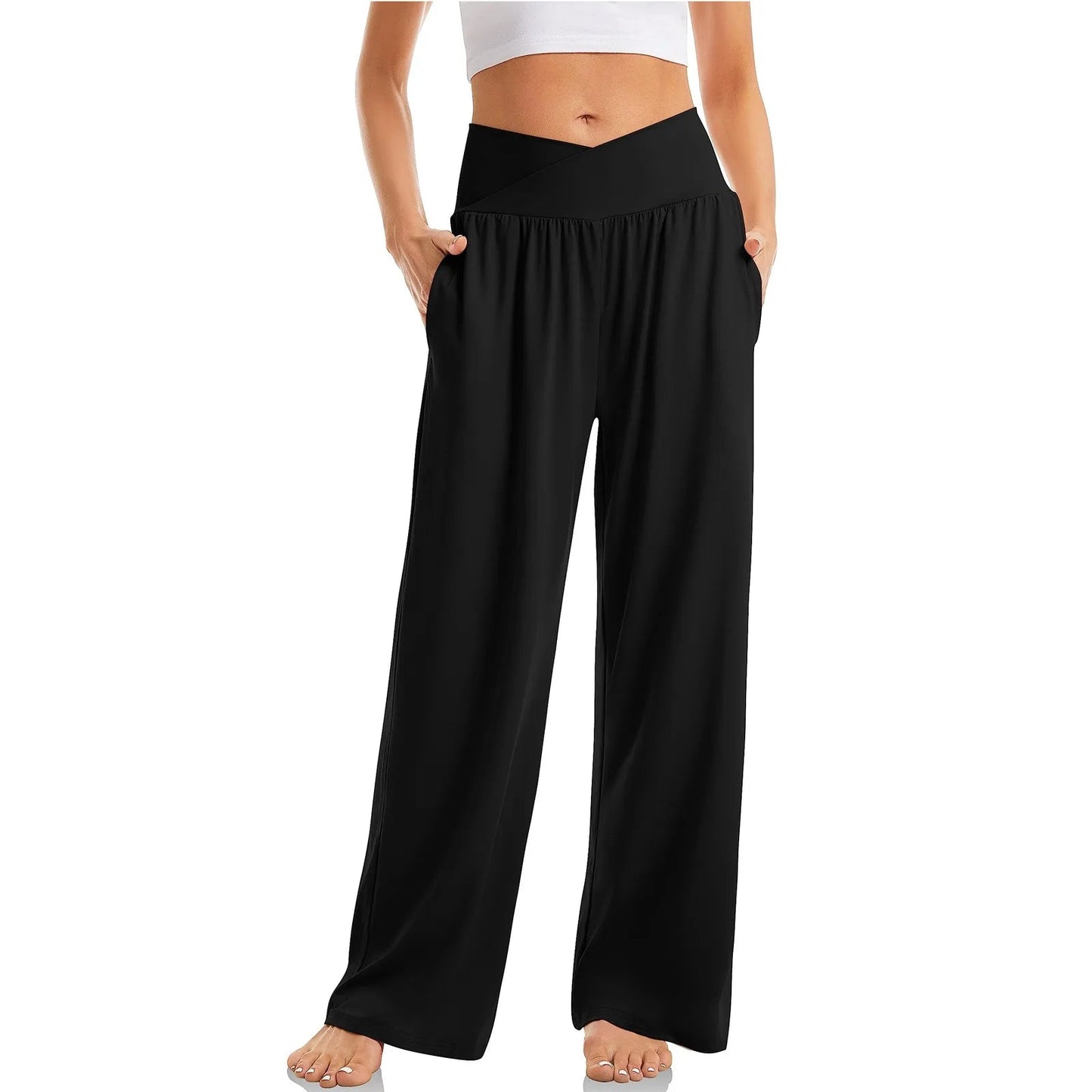 Noelia | Pantalón de Mujer de Pierna Ancha con Cintura Cruzada