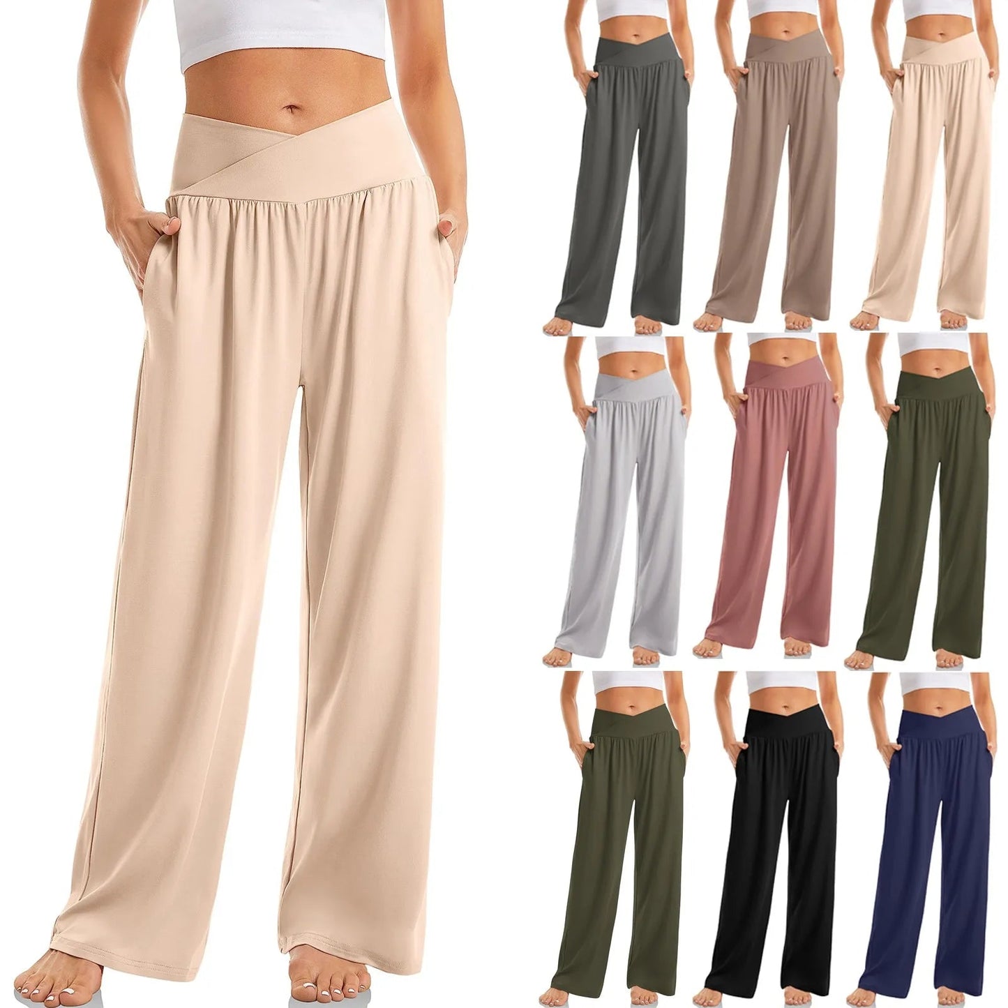 Noelia | Pantalón de Mujer de Pierna Ancha con Cintura Cruzada