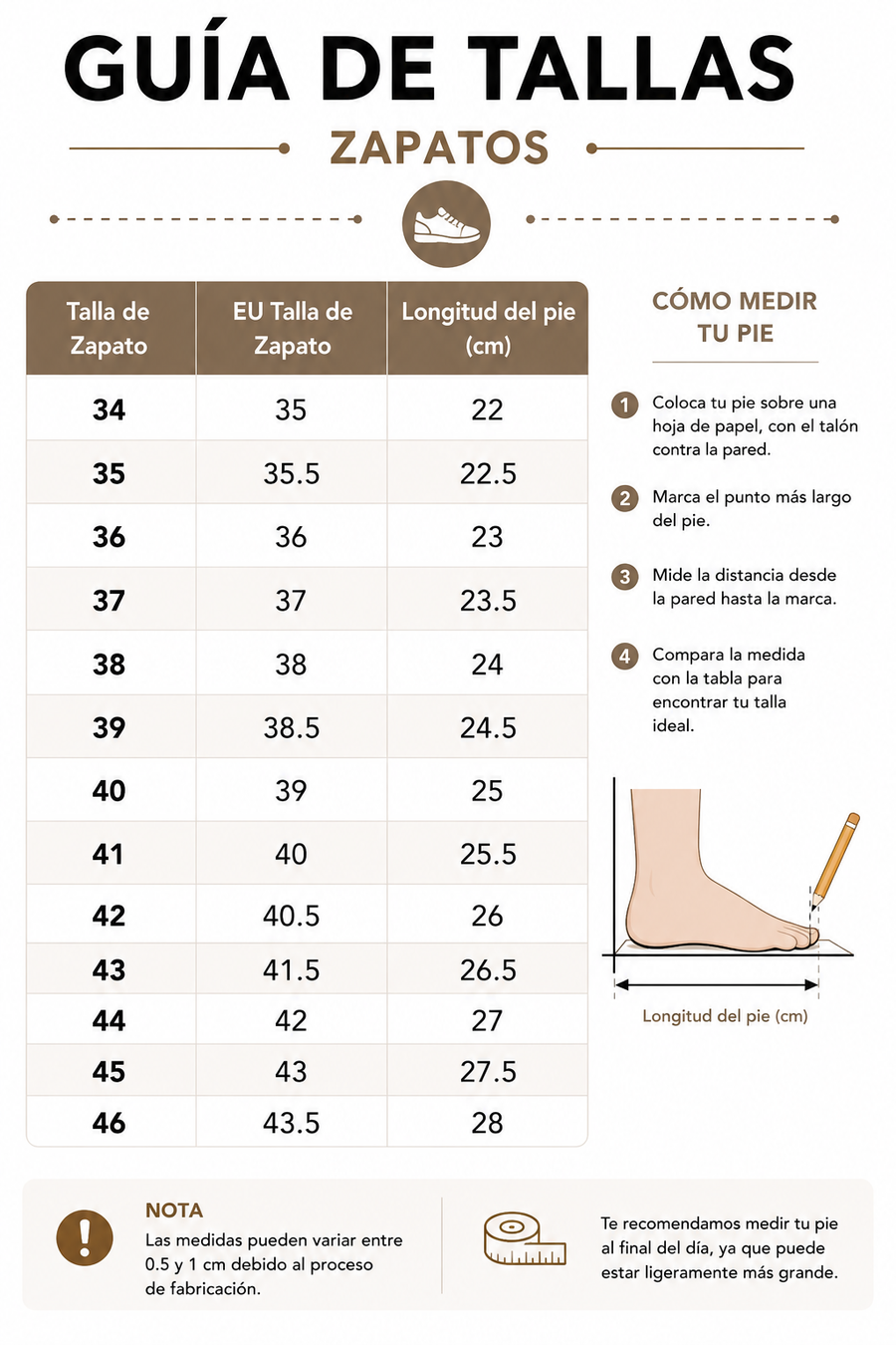 Guía de tallas