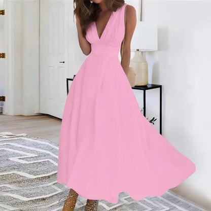 Estela | Vestido Largo con Escote en V y Falda Fluida