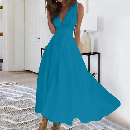 Estela | Vestido Largo con Escote en V y Falda Fluida
