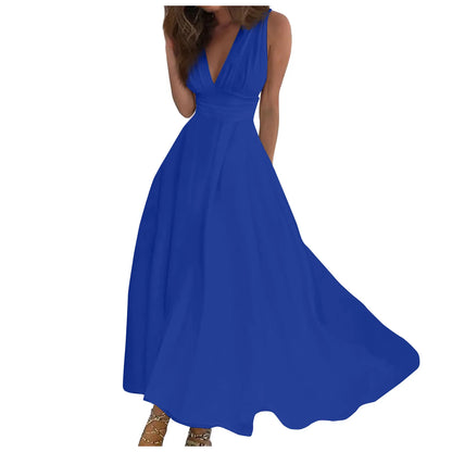 Estela | Vestido Largo con Escote en V y Falda Fluida