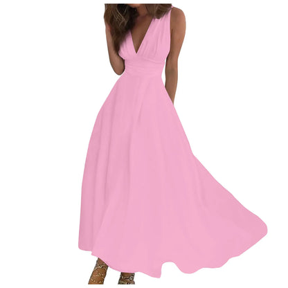 Estela | Vestido Largo con Escote en V y Falda Fluida