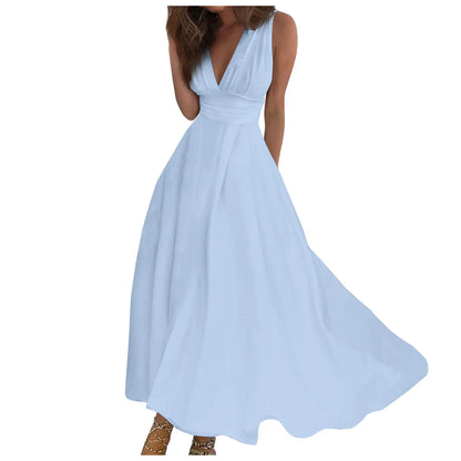 Estela | Vestido Largo con Escote en V y Falda Fluida