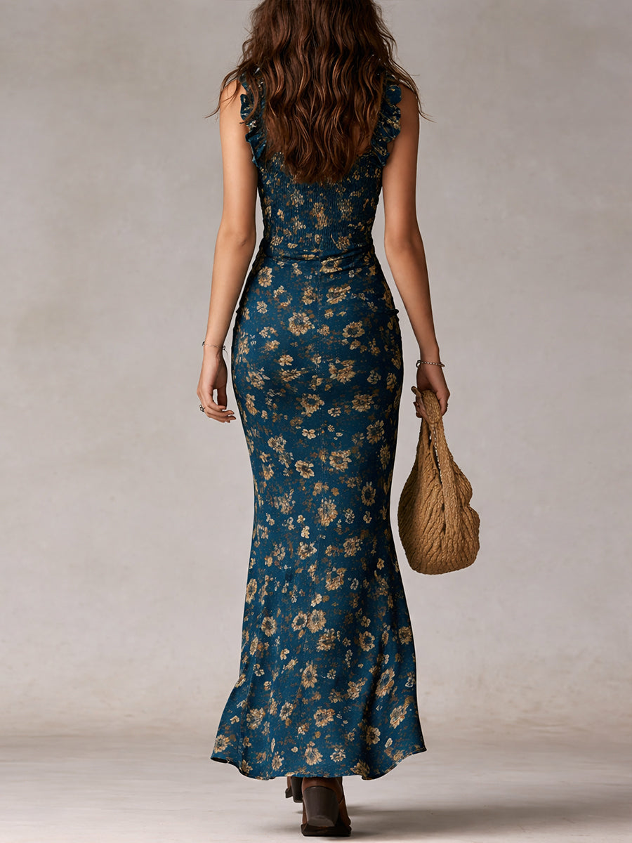 Valentina | Vestido Largo Estampado con Volantes