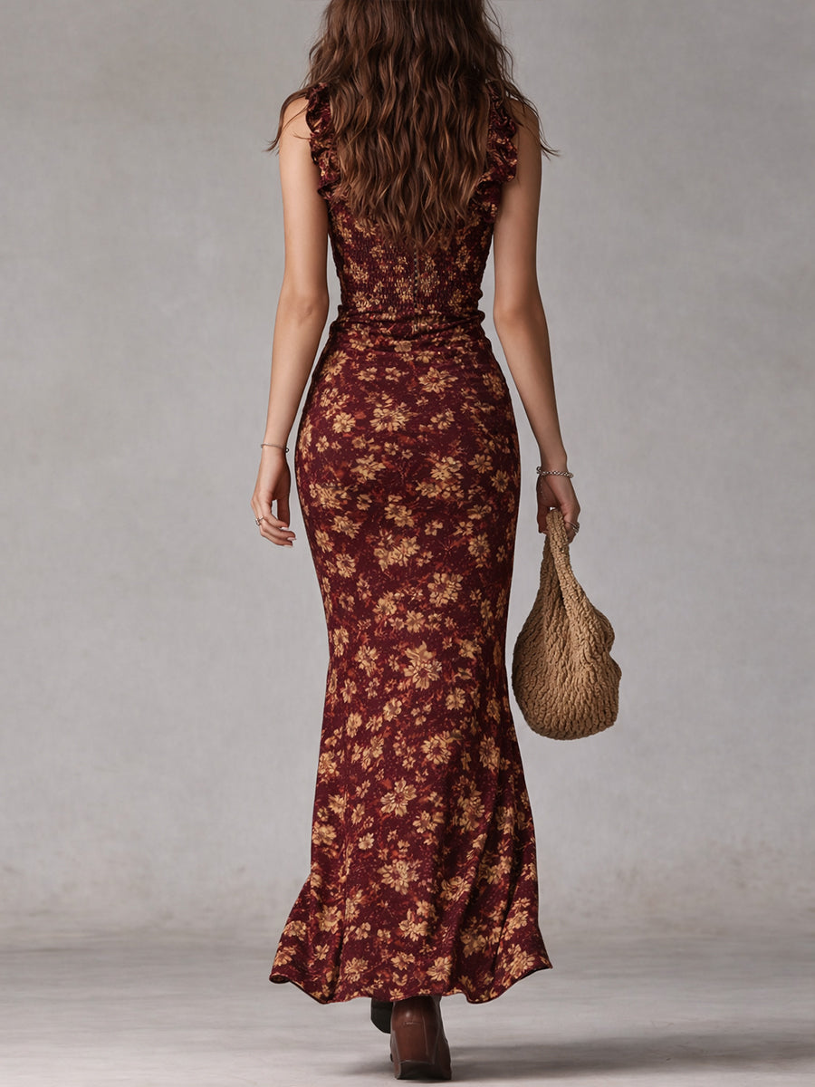 Valentina | Vestido Largo Estampado con Volantes