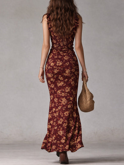 Valentina | Vestido Largo Estampado con Volantes