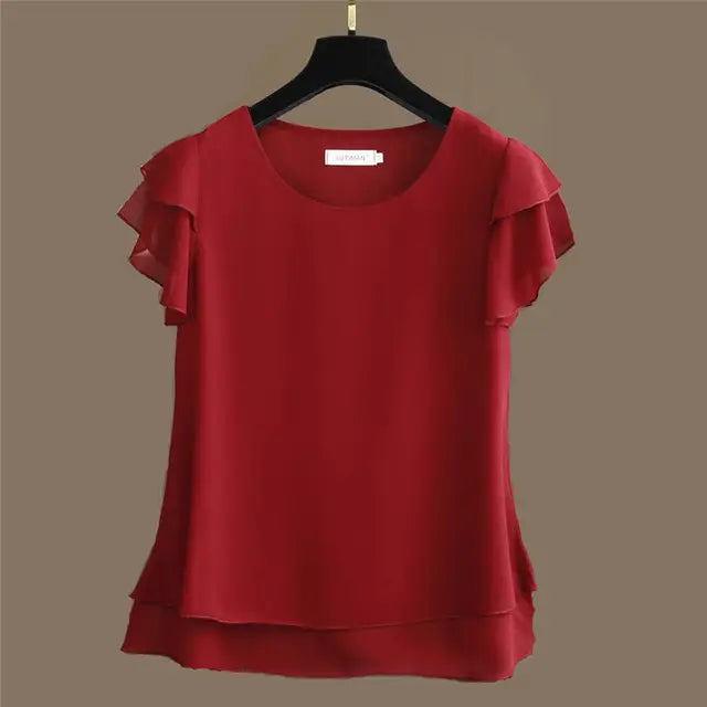 Rocío | Blusa Fluida con Manga Corta de Volante