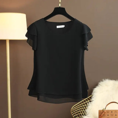 Rocío | Blusa Fluida con Manga Corta de Volante