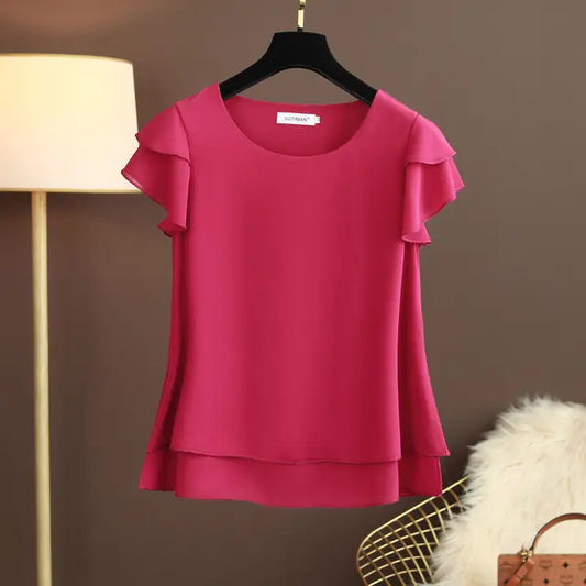 Rocío | Blusa Fluida con Manga Corta de Volante