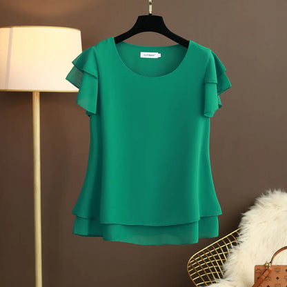 Rocío | Blusa Fluida con Manga Corta de Volante