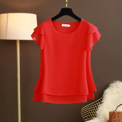 Rocío | Blusa Fluida con Manga Corta de Volante