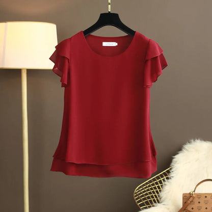 Rocío | Blusa Fluida con Manga Corta de Volante
