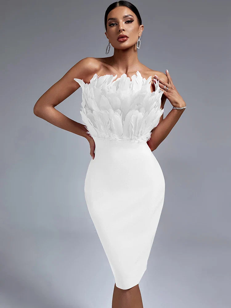 Celeste | Vestido de Fiesta sin Tirantes