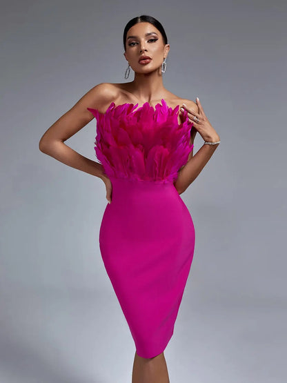 Celeste | Vestido de Fiesta sin Tirantes