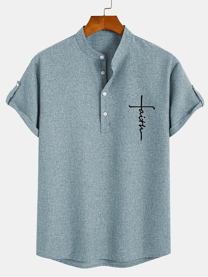 Lucas | Camisa Elegante de Manga Corta con Cuello Alto