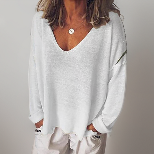 Claudia | Camisa de Lino y Algodón con Escote en V