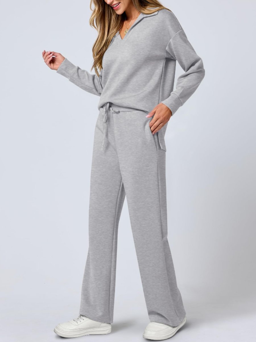 Lucía | Conjunto Cómodo de Punto con Pantalón Ancho