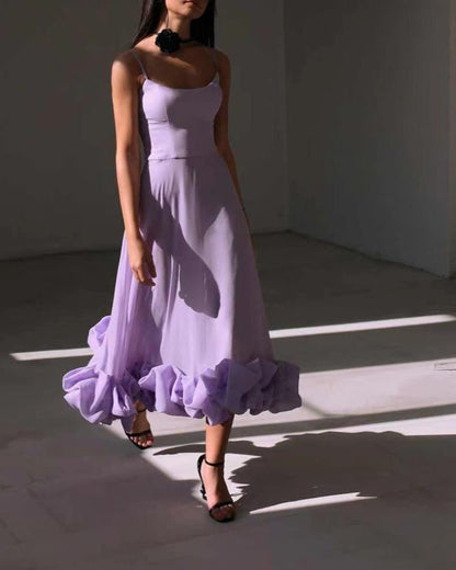 Alicia | Vestido de Tirantes con Volante en el Bajo