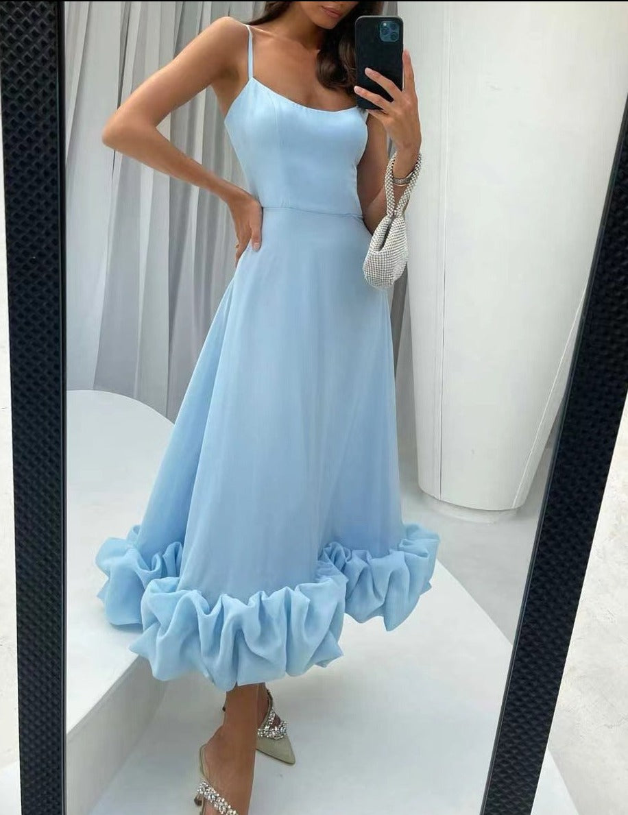 Alicia | Vestido de Tirantes con Volante en el Bajo