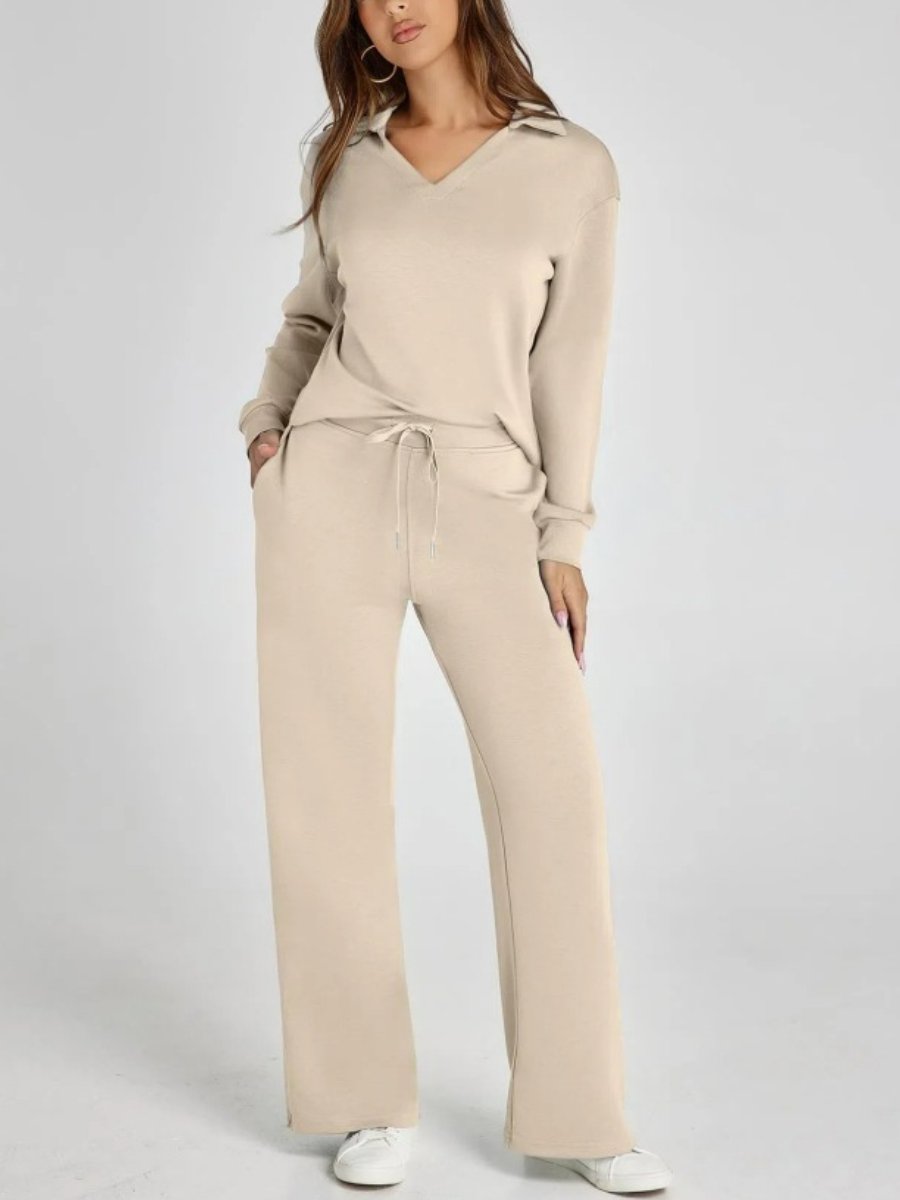 Lucía | Conjunto Cómodo de Punto con Pantalón Ancho