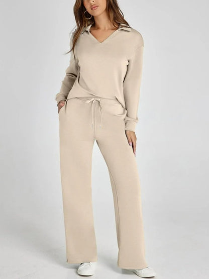 Lucía | Conjunto Cómodo de Punto con Pantalón Ancho