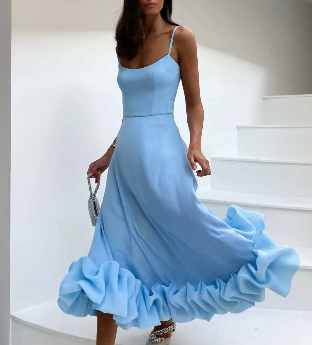 Alicia | Vestido de Tirantes con Volante en el Bajo