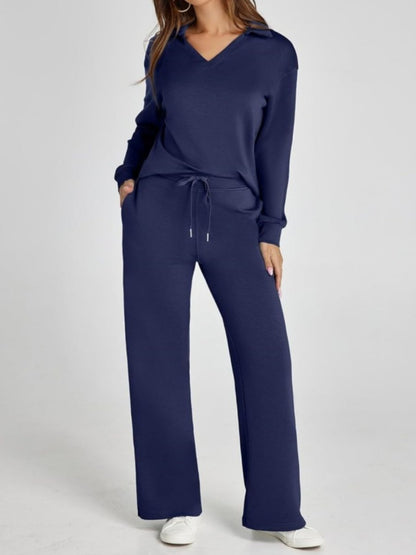 Lucía | Conjunto Cómodo de Punto con Pantalón Ancho